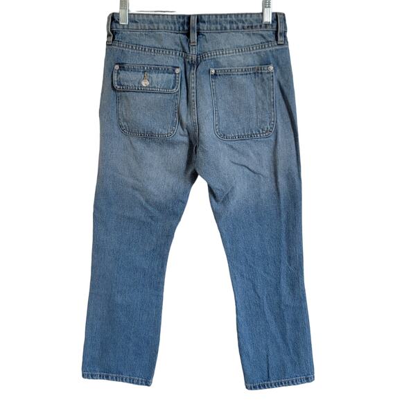 Current/Elliott Blue Cropped Boot Denim Light Wash Patch Pocket Jeans Size 27 - Picture 3 of 10